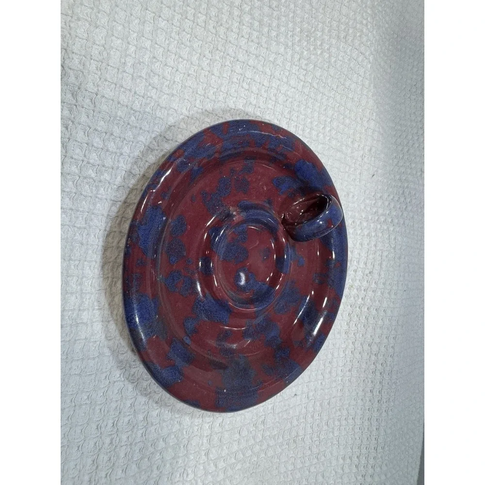 Mauve Blue Vintage Bybee Pottery Candle Holder